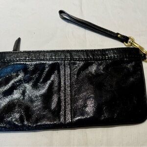 Coach Black patent Leather Wristlet Clutch